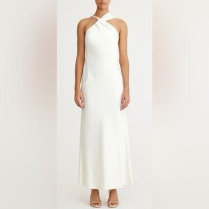 NWOT Significant Other Lucile Draped Maxi Dress in Bone Ivory White sz 12